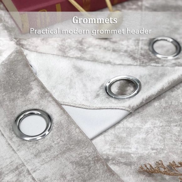 Always4u Soft Crushed Velvet Curtains Grommet Luxury Drapes - Picture 6 of 10